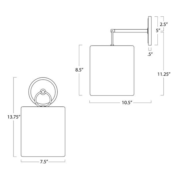 Nantucket Sconce (Polished Nickel) - Open Box Line Drawing
